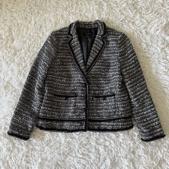 Talbots Classic Black and White Tweed Blazer Size 8 - Picture 5 of 8